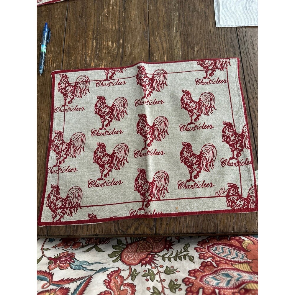 3 rooster Chanticleer placemats cotton